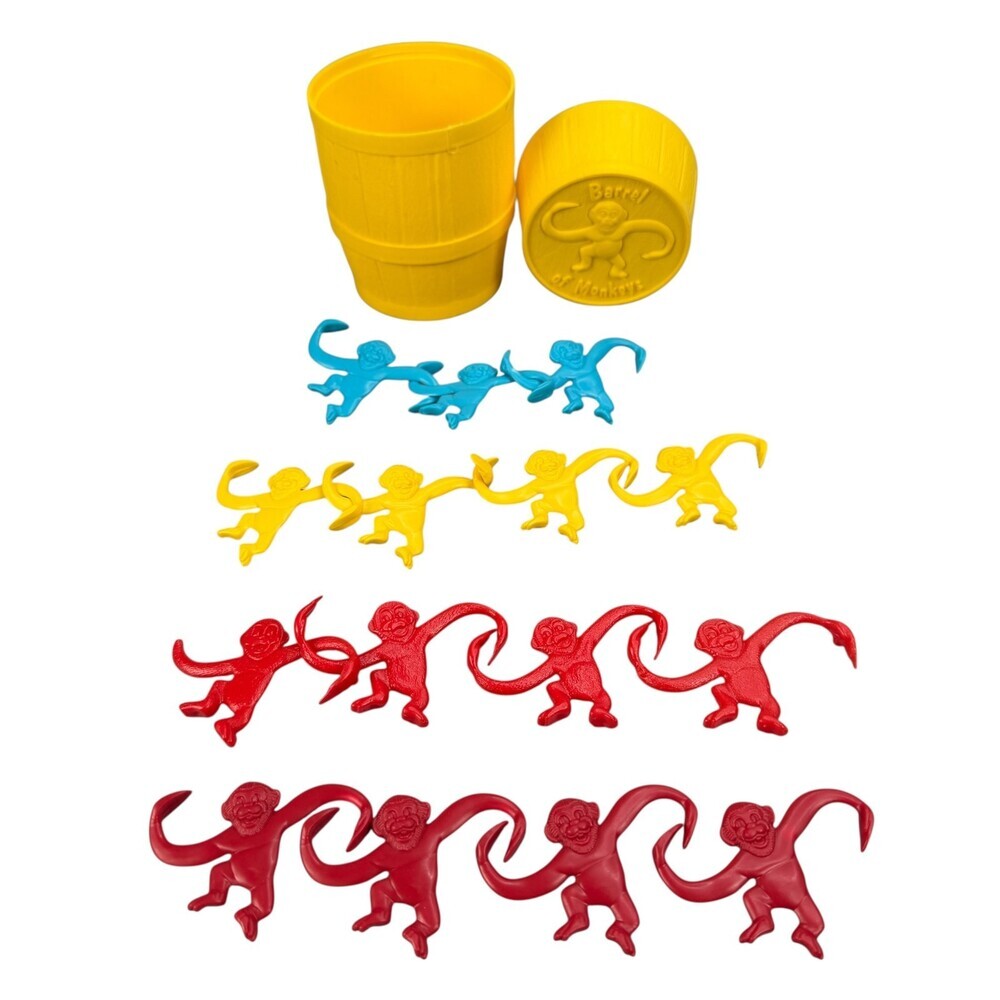 Hasbro Barrel Of Monkeys Game Yellow Red Blue 15 Monkeys
